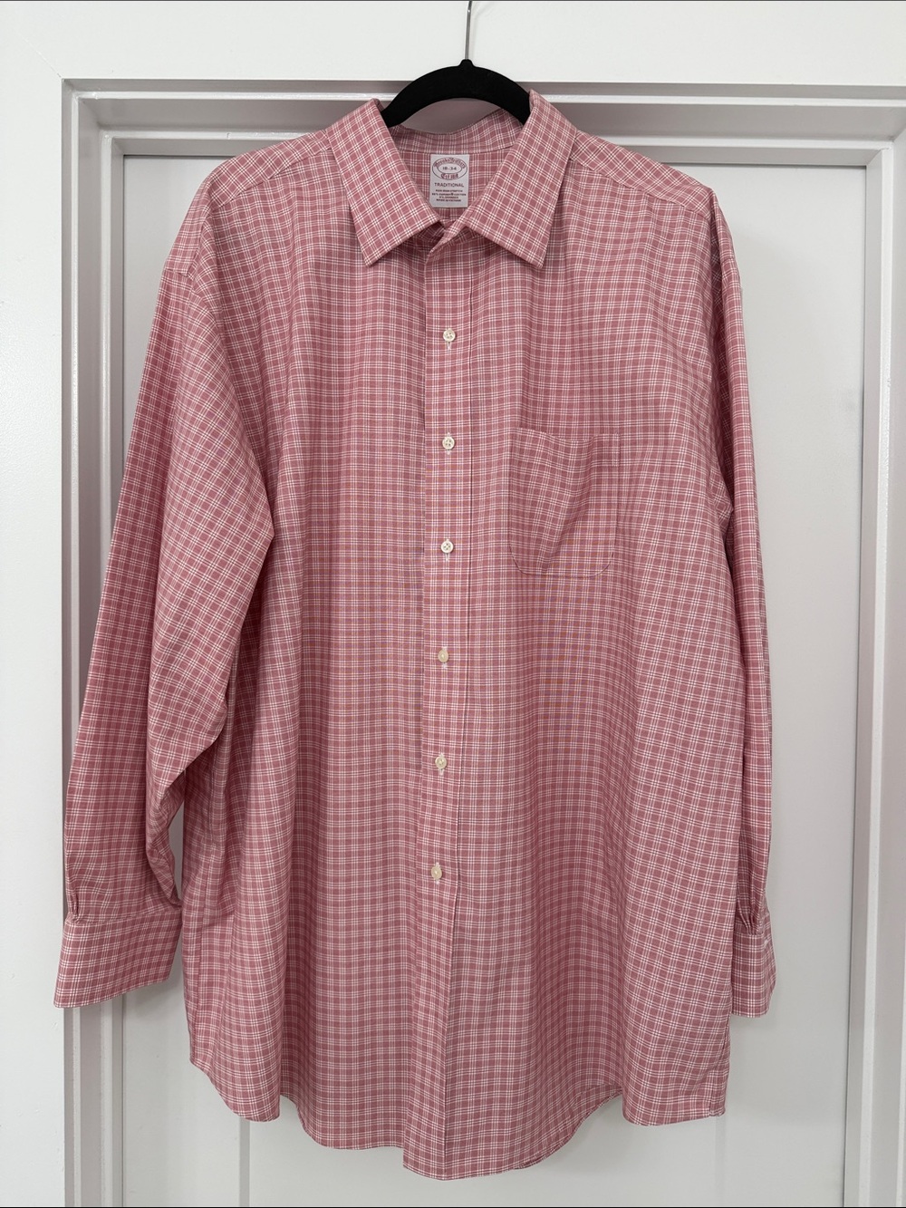 Brooks Brothers 18-34 Traditional Fit Non-Iron Stretch Check Dress Shirt
